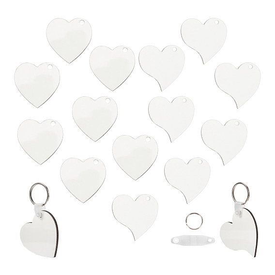 Sublimation Blanks Keychains, MDF Board Heat Transfer Keyring, for Heat Press, Heart