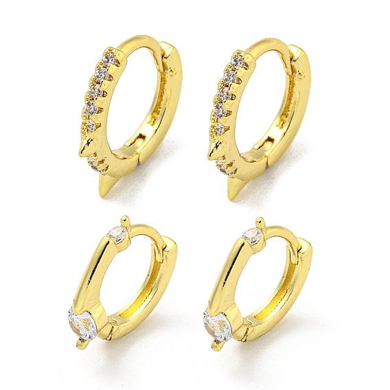 Серьги-кольца из латуни с микропаве из кубического циркония, реальный 18 k позолоченный