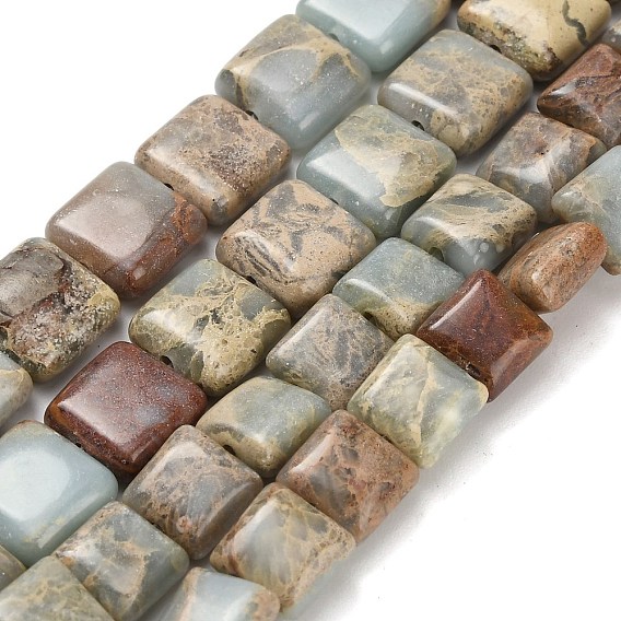 Натуральные бусины из аква терра яшмы, квадратный
