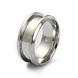 201 Stainless Steel Grooved Finger Ring Settings, Ring Core Blank, for Inlay Ring Jewelry Making