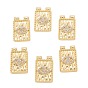 Brass Micro Pave Cubic Zirconia Pendant, Long-Lasting Plated, Rectangle with Eye