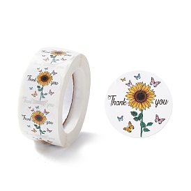 Thank You Stickers Roll, Flat Round Paper Gift Tag Stickers, Adhesive Labels Stickers