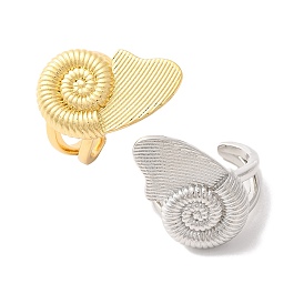 Spiral Shell Brass Open Cuff Rings, for Women, Lead Free & Cadmium Free