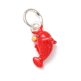 Colgantes de esmalte de bronce, encantos de pescado, Platino