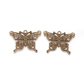 Tibetan Style Alloy Big Butterfly Pendants, Lead Free and Cadmium Free, 45x60x3mm, Hole: 5mm