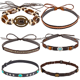 6шт 6 стили искусственная кожа юго-западный ковбойская шляпа ремень, накладная тесьма для шляпных аксессуаров