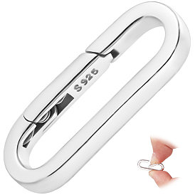 1pc 925 Кольца с пружинным затвором из стерлингового серебра, овальные, С двухсторонней замшевой тканью 1PC, ткань для полировки серебра