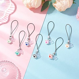 Брелки для мобильного телефона с подвеской в виде отпечатка лапы из полимерной глины ручной работы, с ПВХ-заглушками для защиты от пыли и полиэфирным шнуром