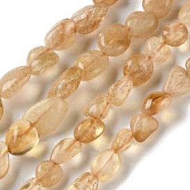 Нити из натуральных цитриновых (нагретых) бусин, nuggest