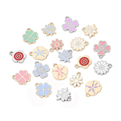 Подвески из эмали и сплава, Подвески в виде цветов/клевера/лотоса, стойки покрытие, золотые / платиновые