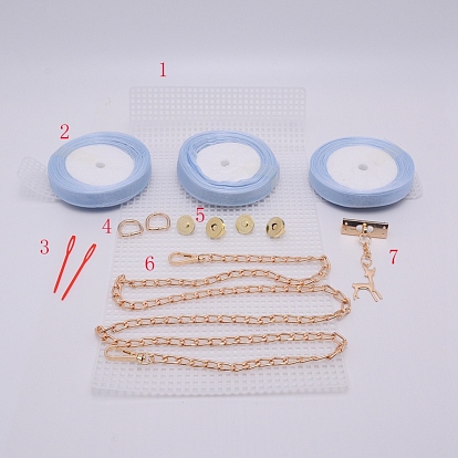 DIY Knitting Crochet Bags Kit, Including Mesh Plastic Canvas Sheets, Ribbon, Knitting Needles, D Ring, Snap Button, Bag Strap Chains, Deer Decorative Button, for DIY Craft Shoulder Bags Accessories