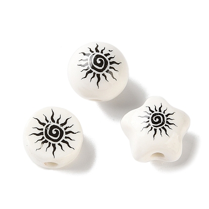 Perles de porcelaine à la main imprimés, soleil