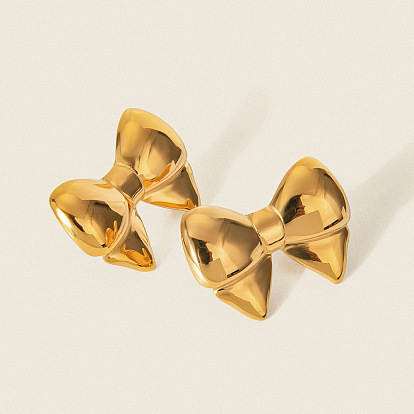 304 серьги-гвоздики из нержавеющей стали с бантом