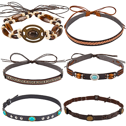 6шт 6 стили искусственная кожа юго-западный ковбойская шляпа ремень, накладная тесьма для шляпных аксессуаров