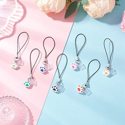 Брелки для мобильного телефона с подвеской в виде отпечатка лапы из полимерной глины ручной работы, с ПВХ-заглушками для защиты от пыли и полиэфирным шнуром