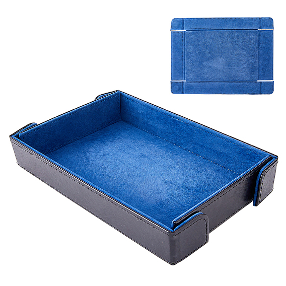 Desktop PU Leather Magnetic Storage Trays for Keys Trinkets Small Items, Rectangle