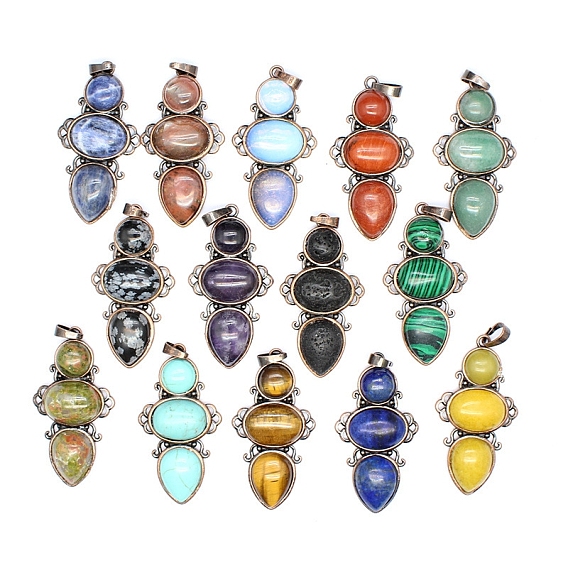 Подвески из натуральных и синтетических драгоценных камней в стиле ретро, подвески пчелы, с красной медной металлической фурнитурой