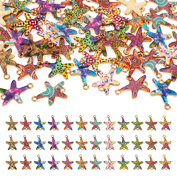 36 шт. 9 подвески из алюминиевого сплава с цветной печатью, ссылки на морские звезды, золотой свет