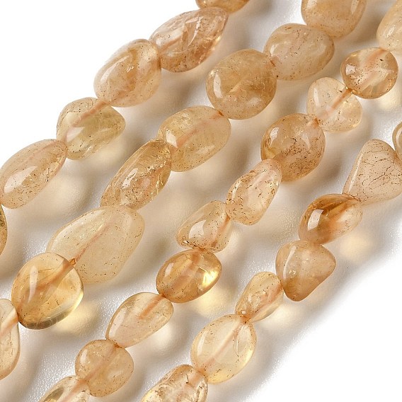 Нити из натуральных цитриновых (нагретых) бусин, nuggest