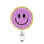 Smiling Face Wool Chenille Clip-On Retractable Badge Holders, Badge Reels, Alloy Alligator Clip Tag Card Holders