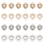 24Pcs 4 Style Alloy Pendants, with Crystal Rhinestone, Heart
