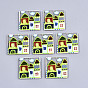 Transparent Acrylic Pendants, 3D Printed, Square with House Pattern
