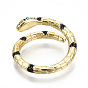 Brass Micro Pave Cubic Zirconia Cuff Rings, Open Rings, Cadmium Free & Nickel Free & Lead Free, Snake, Real 16K Gold Plated
