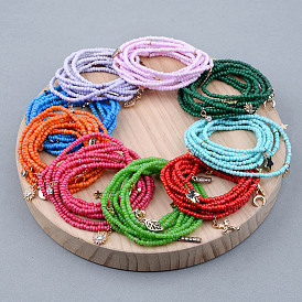 Colorful Miyuki Tila Multi-layer Bracelet with Heart Moon Star Glass Beads DIY Handmade Jewelry