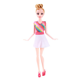 Платье для куклы в радужном стиле, комплект одежды в стиле кэжуал, для 11 дюймовая кукольная вечеринка, аксессуары для вечеринки