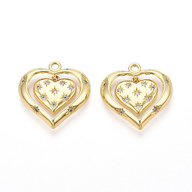 Латунные микро проложить кубического циркония подвески, без кадмия, без никеля и без свинца, сердце
