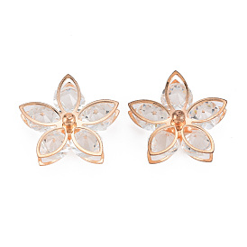 Rack Plating Eco-Friendly Iron Pendants, with Crystal Rhinestone, Cadmium Free & Nickel Free & Lead Free, Flower