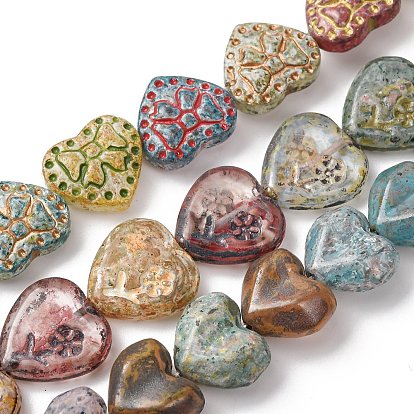 Окрашенные стеклянные бусины , золотой металл обвитыми, сердце