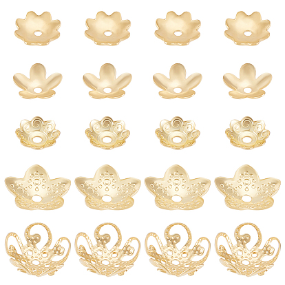 300 шт. 6 стили 304 колпачки из нержавеющей стали и латуни, цветок