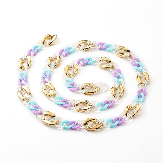 Непрозрачная ручная роспись из акрила и пластиковая цепочка ccb, окрашенная распылением, для изготовления ремешка сумочки звеньев цепочки