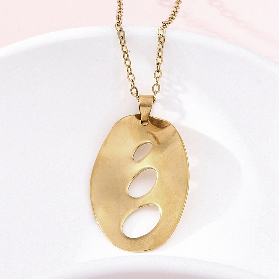 Полые текстурированные овальные 304 подвески из нержавеющей стали, ионное покрытие (ip)