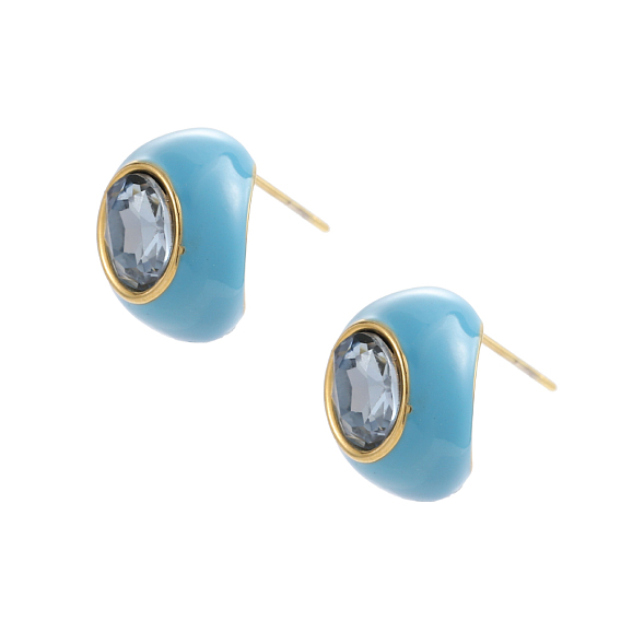 304 стальные круглые серьги стержня из нержавеющей, с эмалью, ионное покрытие (ip)