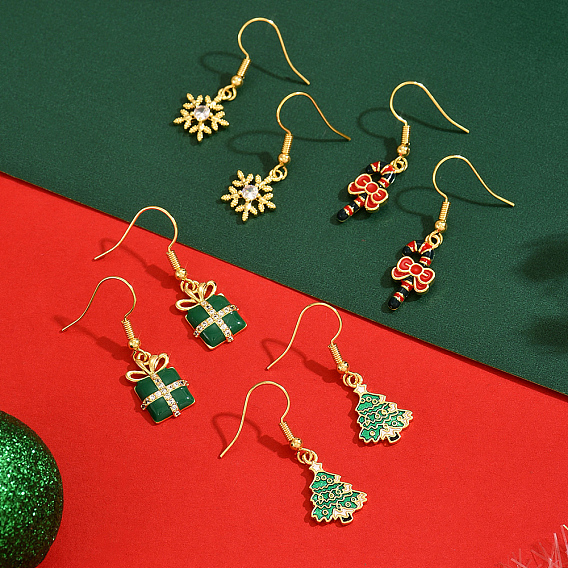 Латунь болтаться серьги, с четким кубического циркония, золотые