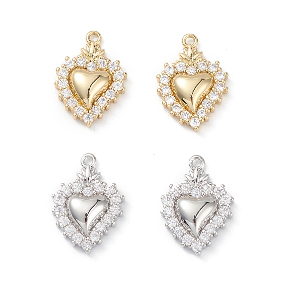 Покрытие стойки латунь микропаве прозрачные подвески из кубического циркония, чары священного сердца, долговечный, без кадмия и без свинца