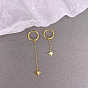 Серьги с кисточками в виде геометрической звезды и луны с бриллиантовыми акцентами — комбинированные украшения из стерлингового серебра
