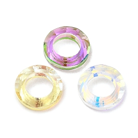 Electroplate Transparent Glass Linking Rings, Crystal Cosmic Ring, Prism Rings, Faceted, Round Ring