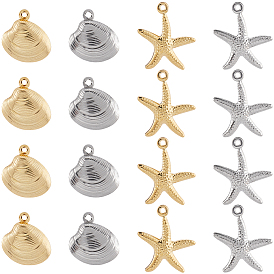 64 шт. 4 стили 316 подвески из хирургической нержавеющей стали, подвеска в форме ракушки/морской звезды