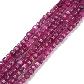 Perles de rubis / corindon rouge, facette, cube