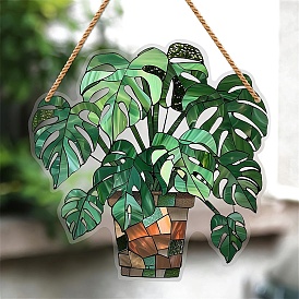 Acrylic Hanging Ornaments, Potted Plant Suncatchers for Garden Outdoor Hanging Decorations