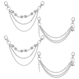 4 шт. 2 стили сплава цепи для обуви, цепочки из бисера, череп