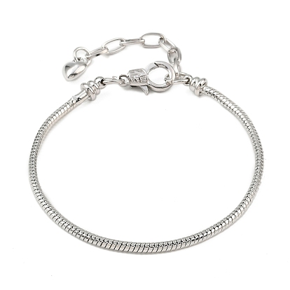 Латунные европейские браслеты стиль для ювелирных изделий, без кадмия и без свинца, с застежкой-карабином из сплава, удлинителем цепочки из железа и подвесками в виде сердечек.