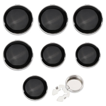 Zinc Alloy Enamel Cufflinks, Flat Round, Platinum