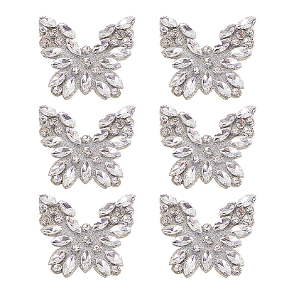 6шт. бабочка со стразами горячего крепления, горный хрусталь, хрустальная лента со стразами, аксессуары для костюма, с пластиковой и стальной фурнитурой