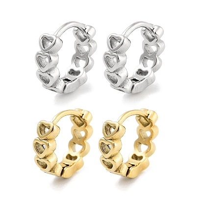 304 Stainless Steel Hollow Heart Huggie Hoop Earrings for Women, with 316 Surgical Stainless Steel Ear Pins