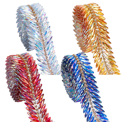 4 шт. 4 цепочки из цветной смолы и страз, со сплавочной фурнитурой, лошадиный глаз , золотые