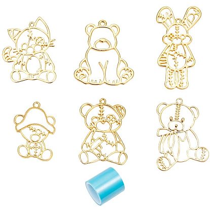Alloy Open Back Bezel Pendants, For DIY UV Resin, Epoxy Resin, Pressed Flower Jewelry and Seamless Paper Tape, for Metal Frame, Open Bezel Setting